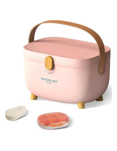 Caja de Medicamentos Glosen Rosa con Cerradura y Bandeja