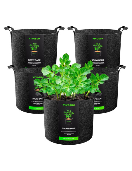 Bolsas de Cultivo VIVOSUN 5 Litros Tela Resistente 5 Pzas