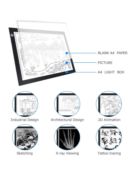 Caja de Luz LED A4 LitEnergy Ultra Fina USB Ajustable