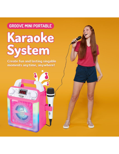 Karaoke Portátil Singing Machine Groove Mini Rosa - Bluetooth