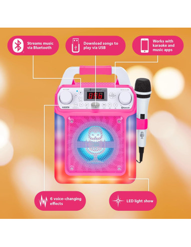 Karaoke Portátil Singing Machine Groove Mini Rosa - Bluetooth