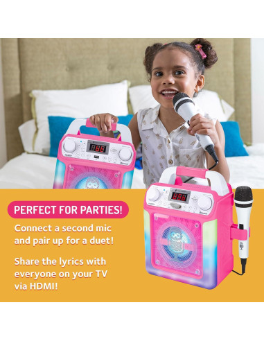 Karaoke Portátil Singing Machine Groove Mini Rosa - Bluetooth