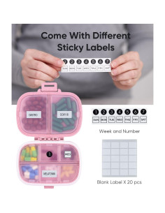 Organizador de Pastillas Holii YH-002 8 Compartimentos Rosa 2