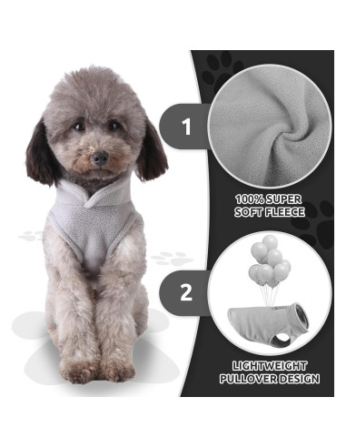 Suéter para Perros Pequeños PETCARE Chaleco Polar Gris
