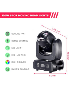 Cabeza Móvil DJXFLI 120W Luz LED con 8 Colores y Gobos 2