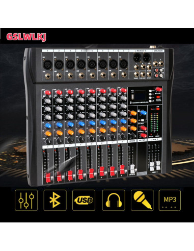 Consola de Mezcla Digital 8 Canales Bluetooth Profesional