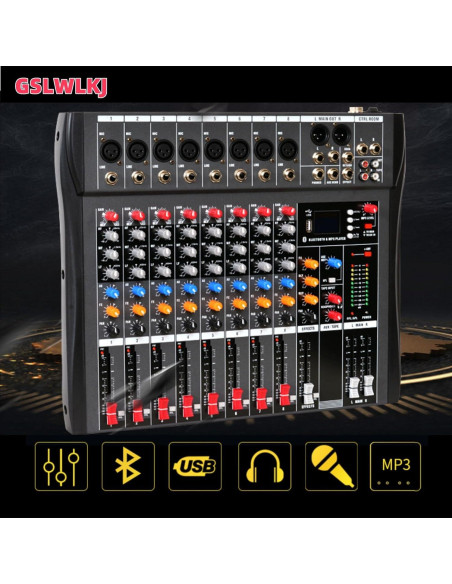 Consola de Mezcla Digital 8 Canales Bluetooth Profesional