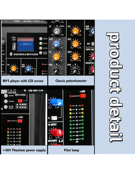 Consola de Mezcla Digital 8 Canales Bluetooth Profesional