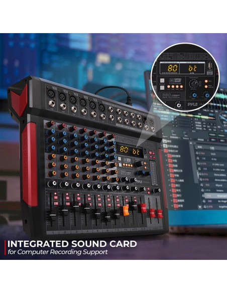 Controlador de Mezclador de Audio Pyle PMX648 8 Canales USB