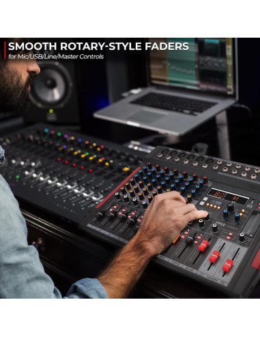 Controlador de Mezclador de Audio Pyle PMX648 8 Canales USB