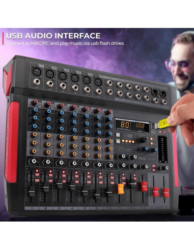 Controlador de Mezclador de Audio Pyle PMX648 8 Canales USB