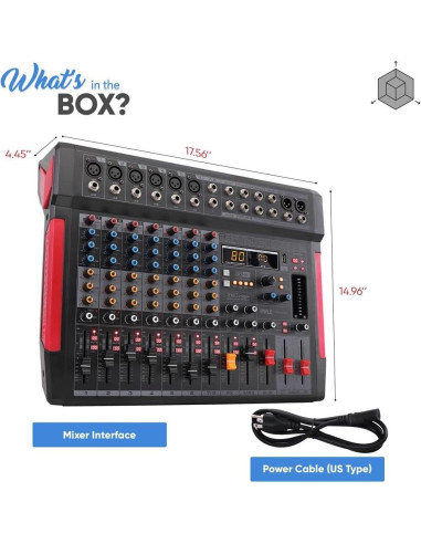 Controlador de Mezclador de Audio Pyle PMX648 8 Canales USB