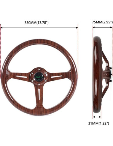 Volante de Carreras RASTP 34.5cm Madera Nogal Universal
