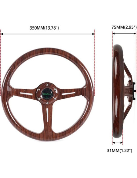 Volante de Carreras RASTP 34.5cm Madera Nogal Universal