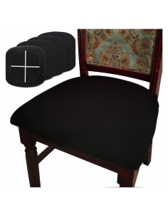 Funda de Silla de Comedor BUYUE 4 Piezas Negra Estirable