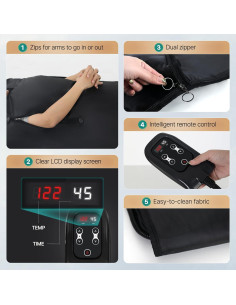 Manta de Sauna TOREAD Portátil Infrarrojos 178x79cm Ajustable 2