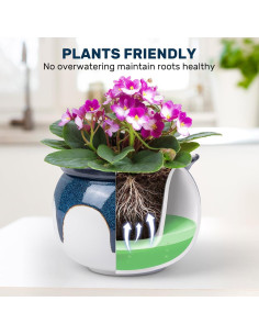 Maceta Autorriego LITUDISO 15 cm Azul Gradiente Cerámica 2