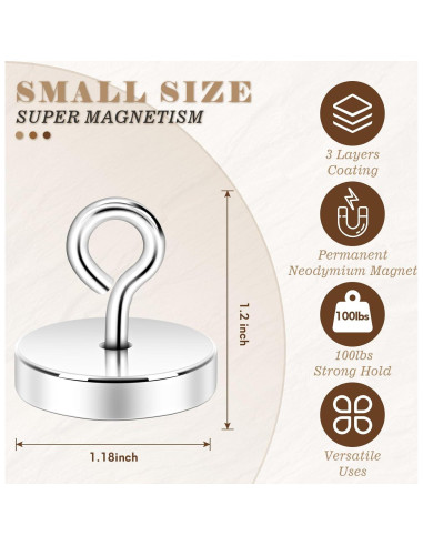 Ganchos Magnéticos Neosmuk 100kg Alta Resistencia 2 Pzs
