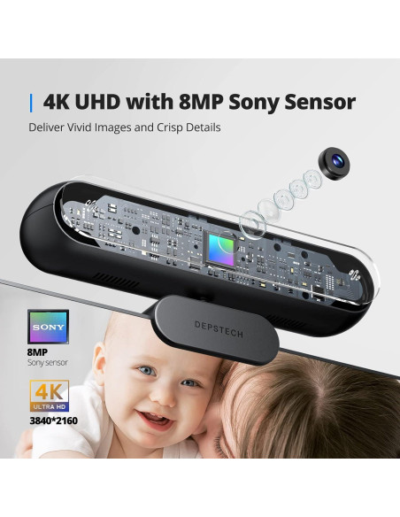 Cámara Web DEPSTECH DW40 4K con Doble Micrófono y Trípode