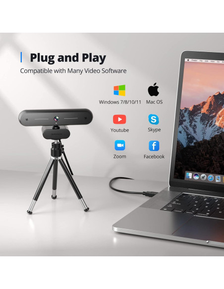 Cámara Web DEPSTECH DW40 4K con Doble Micrófono y Trípode