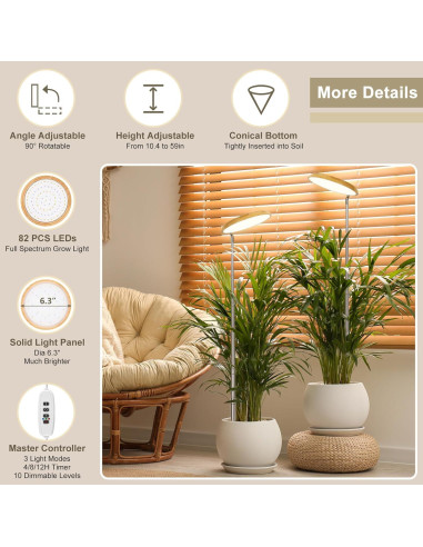 Luz de Crecimiento LBW 82 LEDs Espectro Completo Ajustable