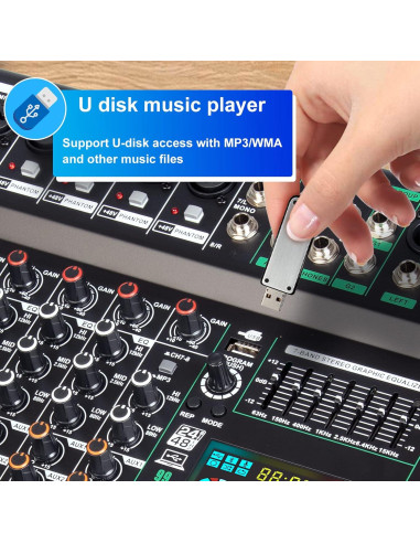 Mezclador de audio Depusheng TG8 8 canales Bluetooth USB