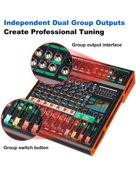 Mezclador de audio Depusheng TG8 8 canales Bluetooth USB