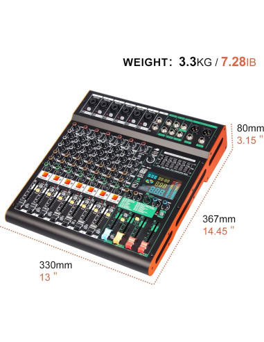 Mezclador de audio Depusheng TG8 8 canales Bluetooth USB