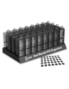 Organizador de Pastillas Mensual CAidRE 31 Días AM PM Negro