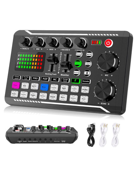 Facmogu F998 Mezclador de Audio para Podcast y Karaoke