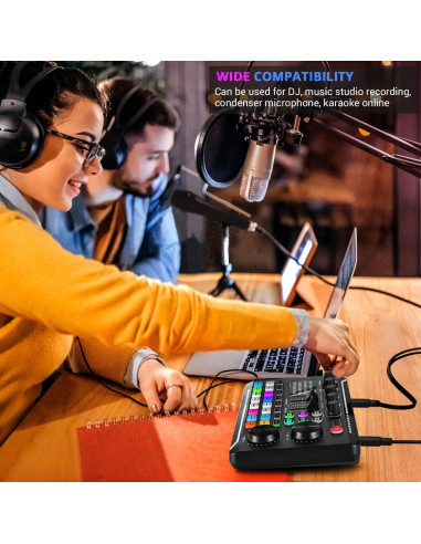 Facmogu F998 Mezclador de Audio para Podcast y Karaoke
