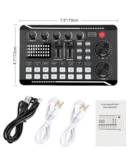 Facmogu F998 Mezclador de Audio para Podcast y Karaoke