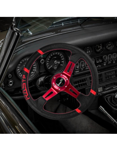 Volante de Carreras RASTP 34.5 cm Universal Rojo con Claxon