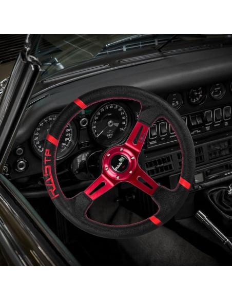 Volante de Carreras RASTP 34.5 cm Universal Rojo con Claxon