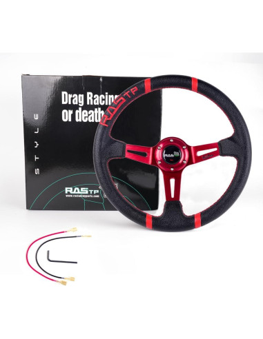 Volante de Carreras RASTP 34.5 cm Universal Rojo con Claxon