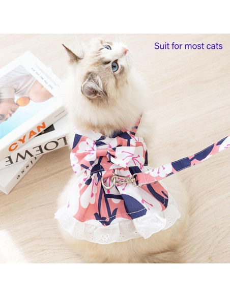 Vestido Arnés para Perro Pequeño Rosa Floral con Correa