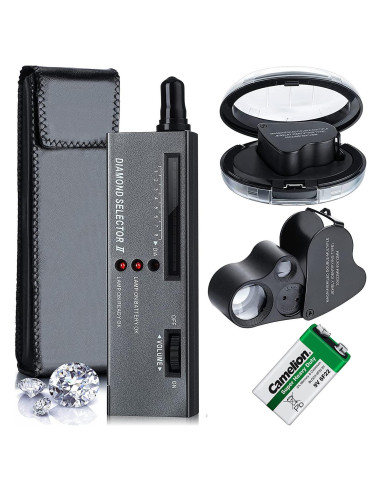 Probador de Diamantes UVER + Lupa Iluminada 30X60 Mini