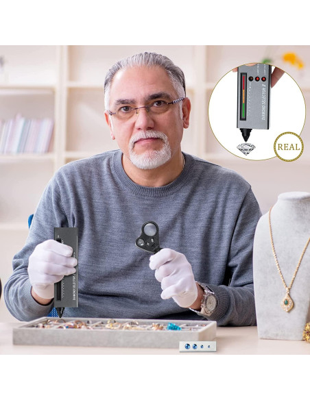 Probador de Diamantes UVER + Lupa Iluminada 30X60 Mini