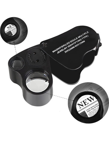 Probador de Diamantes UVER + Lupa Iluminada 30X60 Mini