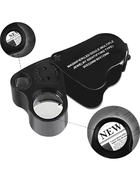 Probador de Diamantes UVER + Lupa Iluminada 30X60 Mini