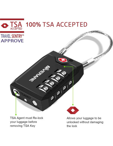 2 Candados de Equipaje GIVERARE Aprobados por TSA 4 Dígitos