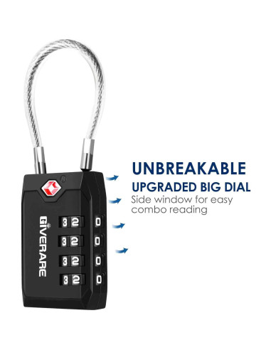 2 Candados de Equipaje GIVERARE Aprobados por TSA 4 Dígitos