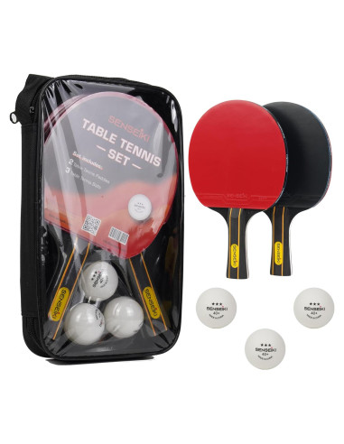 Set de Ping Pong SENSEIKI 2 Raquetas y 3 Pelotas Premium