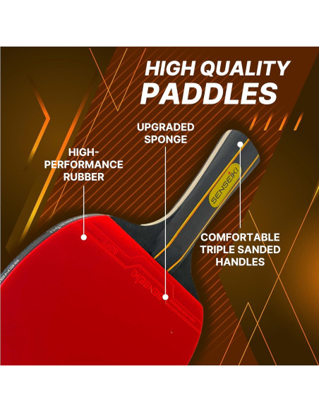 Set de Ping Pong SENSEIKI 2 Raquetas y 3 Pelotas Premium