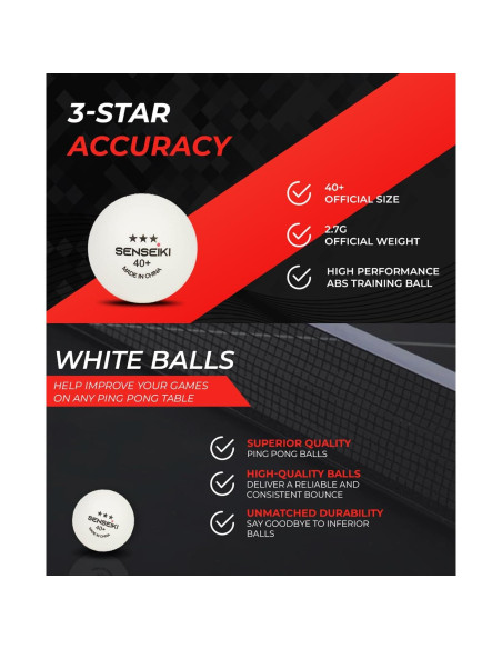 Set de Ping Pong SENSEIKI 2 Raquetas y 3 Pelotas Premium