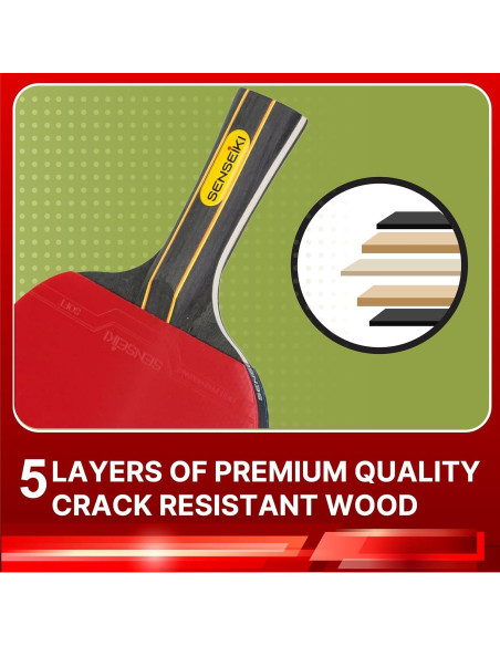 Set de Ping Pong SENSEIKI 2 Raquetas y 3 Pelotas Premium