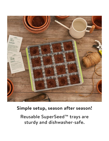 Bandeja de Inicio de Semillas Burpee 16 Celdas XL Verde