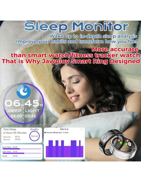 Anillo Inteligente Jawploy PX02 Monitoreo de Salud Negro 11