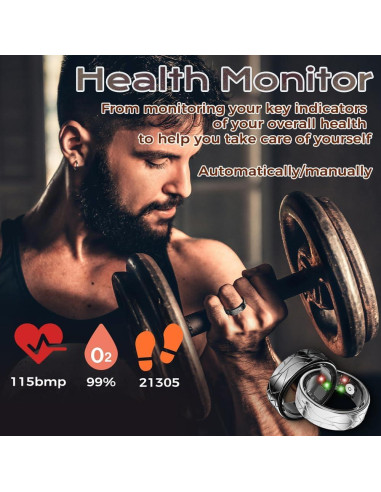 Anillo Inteligente Jawploy PX02 Monitoreo de Salud Negro 11