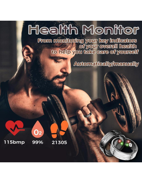 Anillo Inteligente Jawploy PX02 Monitoreo de Salud Negro 11